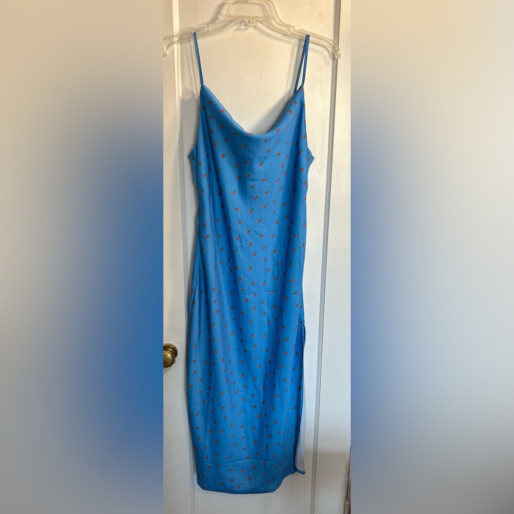 Urban Outfitters Med Slinky Dress Zippered Adjustable Straps Midi Length Pre Own